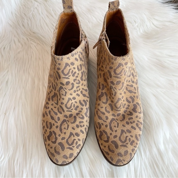 Lucky Brand Bimare Leather Ankle Bootie Javan Natural Leopard Printed Cow Suede - Picture 9 of 9